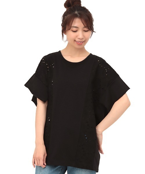 チチカカ（チチカカ）の「USAコットンxPETリサイクル プルオーバー（Tシャツ/カットソー・レディース・ホワイト/ブラック/グリーン・FREE）」の4枚目の写真