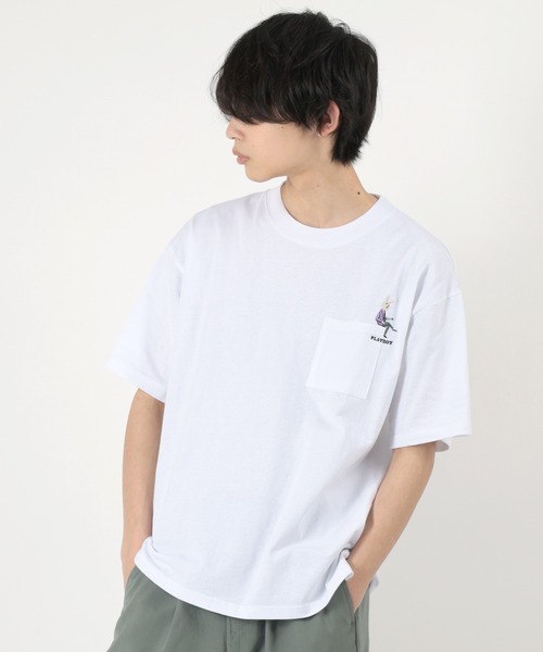 PLAYBOY(プレイボーイ)の「【PLAY BOY/プレイボーイ】オーバーサイズ バルーンラビットポケットTシャツ(Tシャツ/カットソー・メンズ・ブラック系その他/グリーン/ホワイト系その他/ホワイト/アッシュグレー/ブラック・L/M)」の3枚目の写真