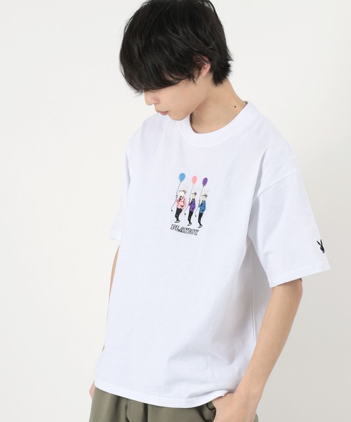 PLAYBOY(プレイボーイ)の「【PLAY BOY/プレイボーイ】オーバーサイズ バルーンラビットポケットTシャツ(Tシャツ/カットソー・メンズ・ブラック系その他/グリーン/ホワイト系その他/ホワイト/アッシュグレー/ブラック・L/M)」の2枚目の写真