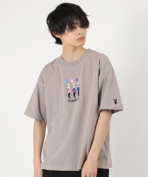 PLAYBOY(プレイボーイ)の「【PLAY BOY/プレイボーイ】オーバーサイズ バルーンラビットポケットTシャツ(Tシャツ/カットソー・メンズ・ブラック系その他/グリーン/ホワイト系その他/ホワイト/アッシュグレー/ブラック・L/M)」の1枚目の写真