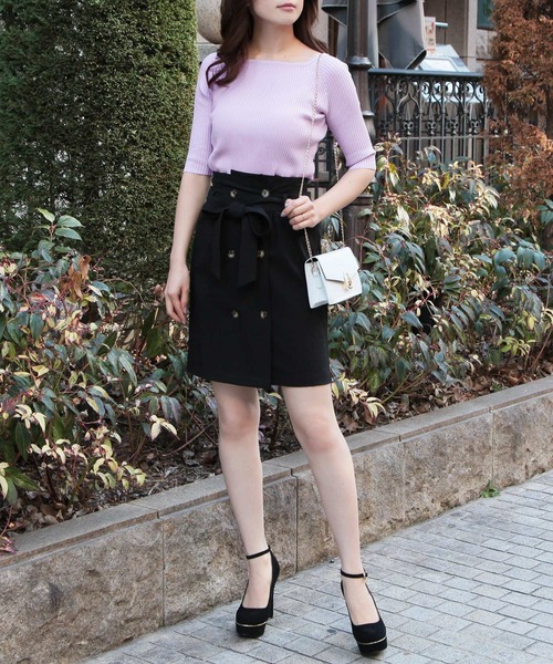 Julia Boutique（ジュリアブティック）の「2WAYネックリブニットトップス/21002（ニット/セーター・レディース・ベージュ系その他/ラベンダー/ブラック/ピンクベージュ/ベージュ・ONE）」の6枚目の写真