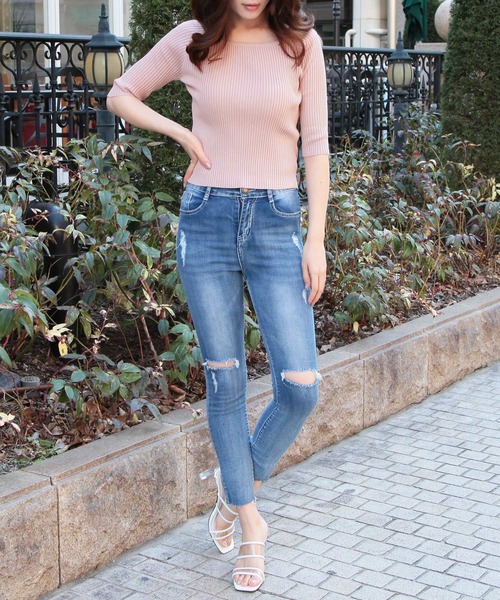 Julia Boutique（ジュリアブティック）の「2WAYネックリブニットトップス/21002（ニット/セーター・レディース・ベージュ系その他/ラベンダー/ブラック/ピンクベージュ/ベージュ・ONE）」の12枚目の写真