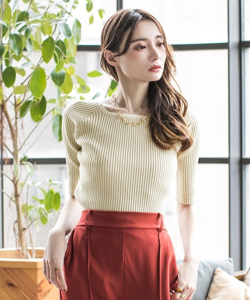 Julia Boutique（ジュリアブティック）の「2WAYネックリブニットトップス/21002（ニット/セーター・レディース・ベージュ系その他/ラベンダー/ブラック/ピンクベージュ/ベージュ・ONE）」の20枚目の写真