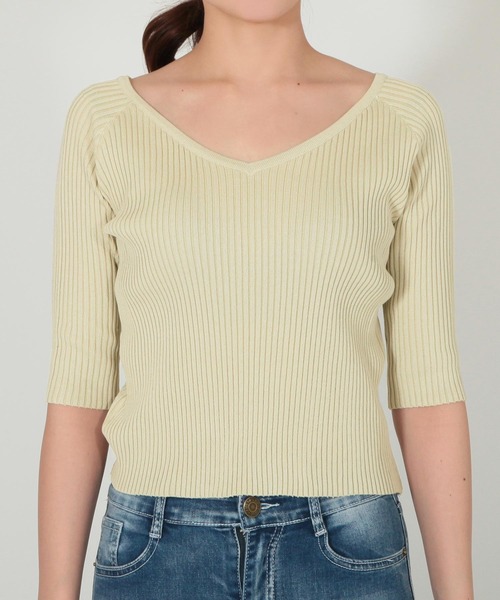 Julia Boutique（ジュリアブティック）の「2WAYネックリブニットトップス/21002（ニット/セーター・レディース・ベージュ系その他/ラベンダー/ブラック/ピンクベージュ/ベージュ・ONE）」の9枚目の写真