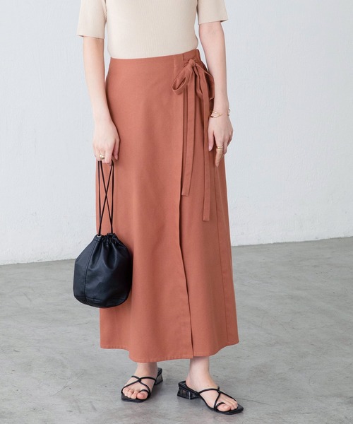 BONLECILL(ボンルシール)の「リネンライクサイドリボンラップスカート(スカート・レディース・ブラウン/バーガンディー/アイボリー・FREE)」の17枚目の写真