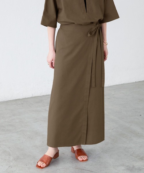 BONLECILL(ボンルシール)の「リネンライクサイドリボンラップスカート(スカート・レディース・ブラウン/バーガンディー/アイボリー・FREE)」の16枚目の写真