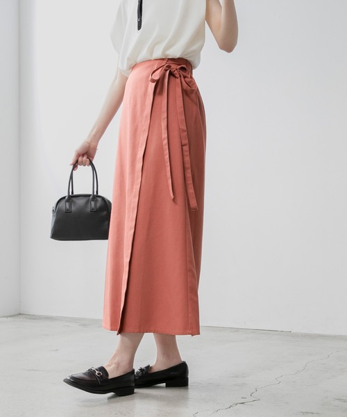 BONLECILL(ボンルシール)の「リネンライクサイドリボンラップスカート(スカート・レディース・ブラウン/バーガンディー/アイボリー・FREE)」の14枚目の写真