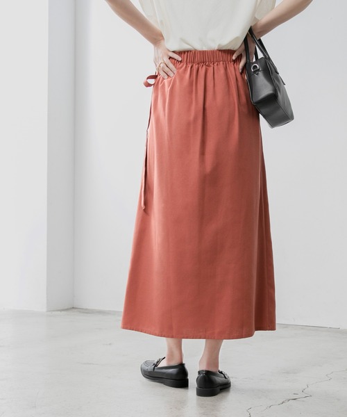 BONLECILL(ボンルシール)の「リネンライクサイドリボンラップスカート(スカート・レディース・ブラウン/バーガンディー/アイボリー・FREE)」の15枚目の写真