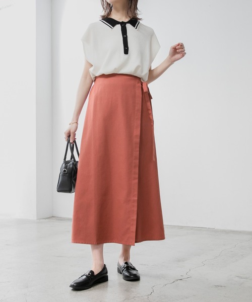 BONLECILL(ボンルシール)の「リネンライクサイドリボンラップスカート(スカート・レディース・ブラウン/バーガンディー/アイボリー・FREE)」の20枚目の写真