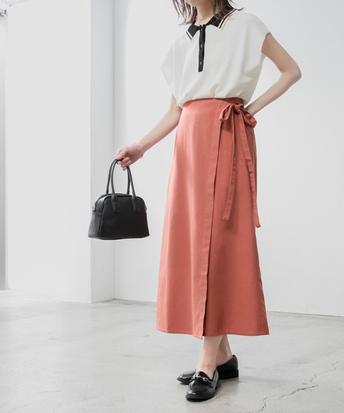 BONLECILL(ボンルシール)の「リネンライクサイドリボンラップスカート(スカート・レディース・ブラウン/バーガンディー/アイボリー・FREE)」の19枚目の写真