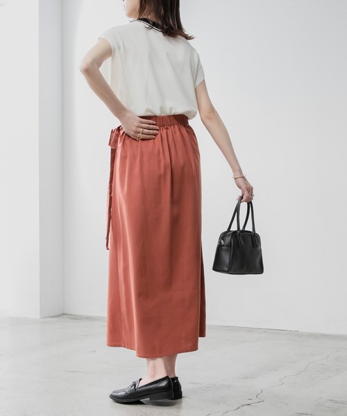 BONLECILL(ボンルシール)の「リネンライクサイドリボンラップスカート(スカート・レディース・ブラウン/バーガンディー/アイボリー・FREE)」の18枚目の写真