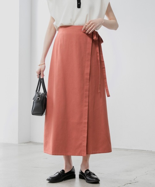 BONLECILL(ボンルシール)の「リネンライクサイドリボンラップスカート(スカート・レディース・ブラウン/バーガンディー/アイボリー・FREE)」の21枚目の写真