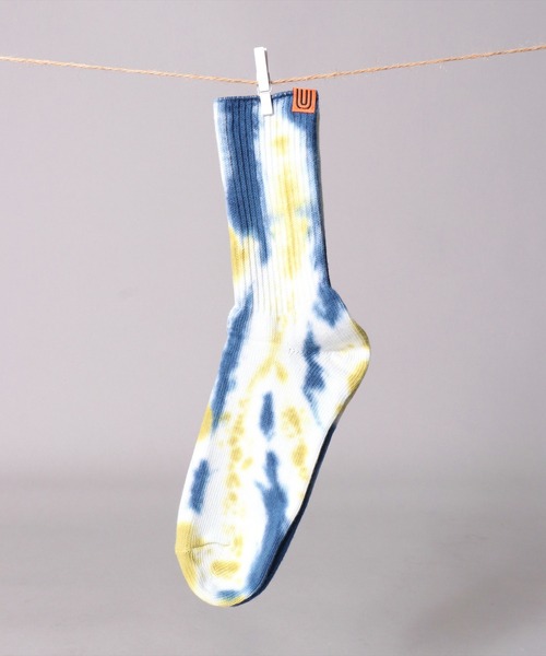UNIVERSAL OVERALL（ユニバーサルオーバーオール）の「(LG)【UNIVERSAL OVERALL】タイダイ染め(むら染め) クルー ソックス（ソックス/靴下・メンズ・イエロー/オレンジ/ブラック/ネイビー/パープル/レモンイエロー/ミント/ブルー/グレー/カーキ・25-27CM/23-25cm）」の8枚目の写真