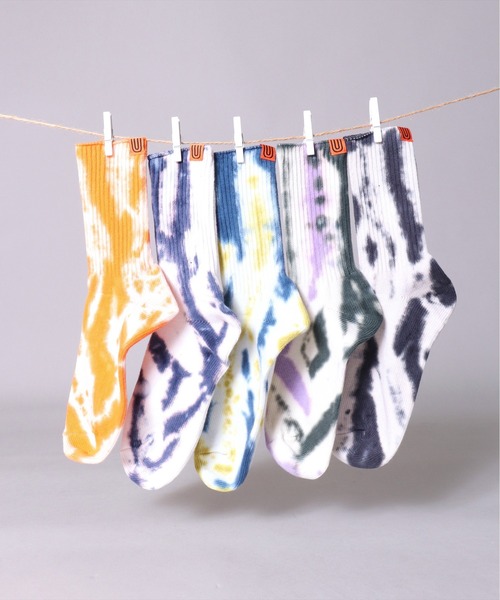 UNIVERSAL OVERALL（ユニバーサルオーバーオール）の「(LG)【UNIVERSAL OVERALL】タイダイ染め(むら染め) クルー ソックス（ソックス/靴下・メンズ・イエロー/オレンジ/ブラック/ネイビー/パープル/レモンイエロー/ミント/ブルー/グレー/カーキ・25-27CM/23-25cm）」の22枚目の写真