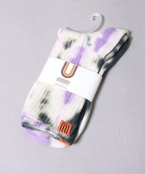 UNIVERSAL OVERALL（ユニバーサルオーバーオール）の「(LG)【UNIVERSAL OVERALL】タイダイ染め(むら染め) クルー ソックス（ソックス/靴下・メンズ・イエロー/オレンジ/ブラック/ネイビー/パープル/レモンイエロー/ミント/ブルー/グレー/カーキ・25-27CM/23-25cm）」の13枚目の写真
