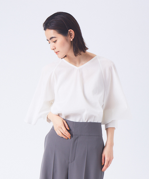 qualite（カリテ）の「フレアースリーブブラウス（シャツ/ブラウス・レディース・ホワイト/スミクロ・38）」の4枚目の写真