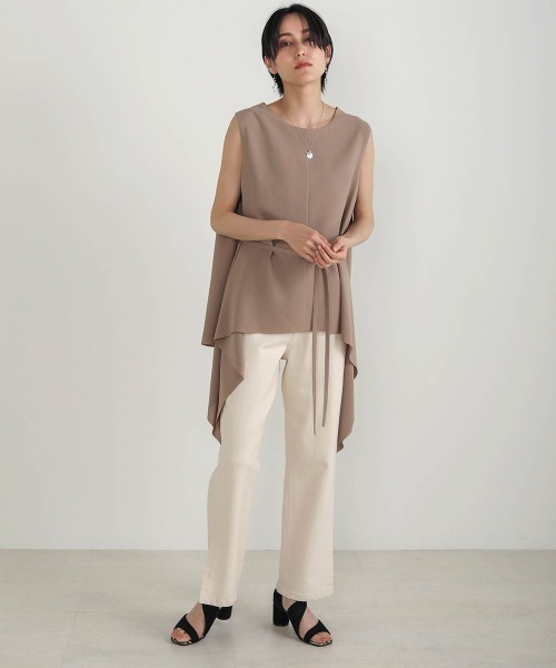 Bou Jeloud（ブージュルード）の「Aラインノースリーブチュニック（シャツ/ブラウス・レディース・ブラック/オフホワイト/グリーン/モカ・38）」の13枚目の写真