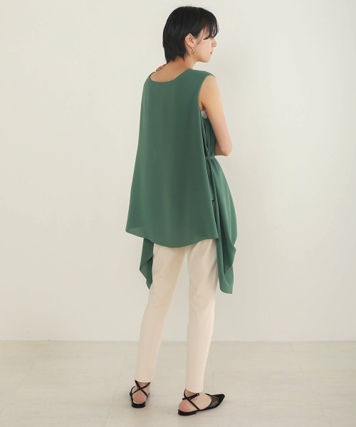 Bou Jeloud（ブージュルード）の「Aラインノースリーブチュニック（シャツ/ブラウス・レディース・ブラック/オフホワイト/グリーン/モカ・38）」の14枚目の写真