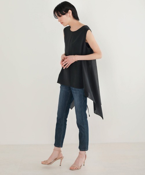 Bou Jeloud（ブージュルード）の「Aラインノースリーブチュニック（シャツ/ブラウス・レディース・ブラック/オフホワイト/グリーン/モカ・38）」の7枚目の写真