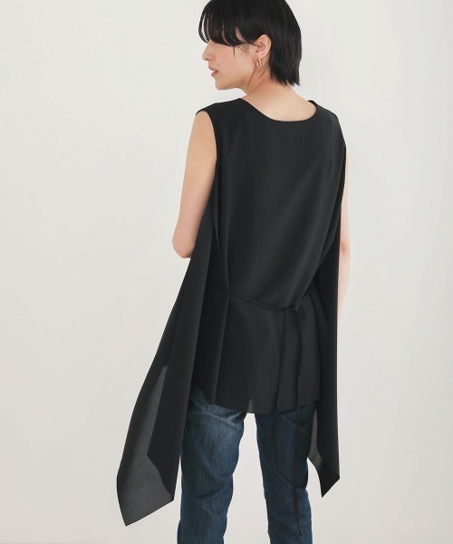 Bou Jeloud（ブージュルード）の「Aラインノースリーブチュニック（シャツ/ブラウス・レディース・ブラック/オフホワイト/グリーン/モカ・38）」の12枚目の写真