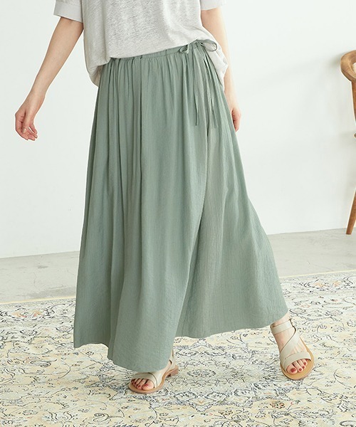 ONIGIRI（オニギリ）の「ワッシャー加工　ギャザースカート（スカート・レディース・チャコール/ベージュ/ターコイズブルー/イエロー・MEDIUM/LARGE）」の3枚目の写真