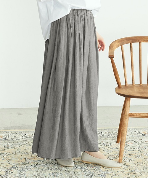 ONIGIRI（オニギリ）の「ワッシャー加工　ギャザースカート（スカート・レディース・チャコール/ベージュ/ターコイズブルー/イエロー・MEDIUM/LARGE）」の2枚目の写真