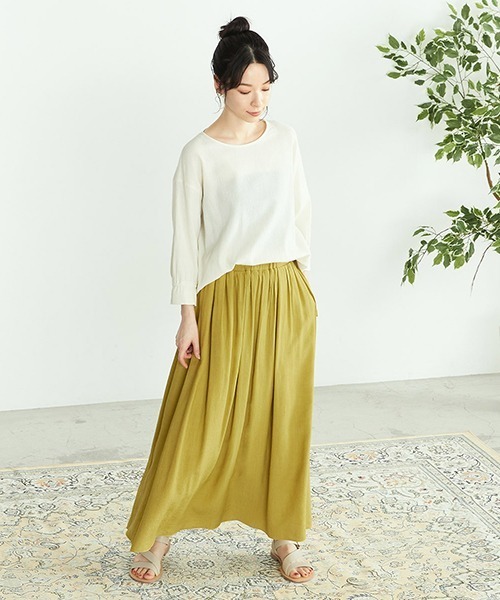 ONIGIRI（オニギリ）の「ワッシャー加工　ギャザースカート（スカート・レディース・チャコール/ベージュ/ターコイズブルー/イエロー・MEDIUM/LARGE）」の18枚目の写真