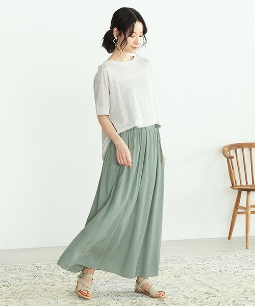 ONIGIRI（オニギリ）の「ワッシャー加工　ギャザースカート（スカート・レディース・チャコール/ベージュ/ターコイズブルー/イエロー・MEDIUM/LARGE）」の12枚目の写真