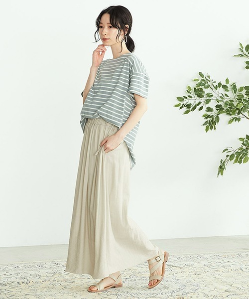 ONIGIRI（オニギリ）の「ワッシャー加工　ギャザースカート（スカート・レディース・チャコール/ベージュ/ターコイズブルー/イエロー・MEDIUM/LARGE）」の16枚目の写真