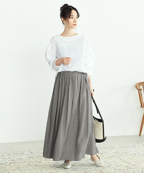 ONIGIRI（オニギリ）の「ワッシャー加工　ギャザースカート（スカート・レディース・チャコール/ベージュ/ターコイズブルー/イエロー・MEDIUM/LARGE）」の10枚目の写真