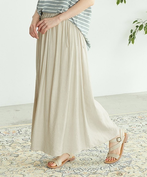 ONIGIRI（オニギリ）の「ワッシャー加工　ギャザースカート（スカート・レディース・チャコール/ベージュ/ターコイズブルー/イエロー・MEDIUM/LARGE）」の5枚目の写真