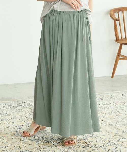 ONIGIRI（オニギリ）の「ワッシャー加工　ギャザースカート（スカート・レディース・チャコール/ベージュ/ターコイズブルー/イエロー・MEDIUM/LARGE）」の9枚目の写真