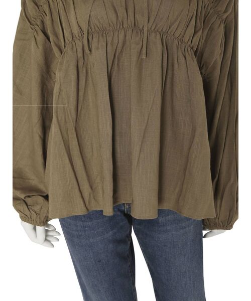 Ungrid（アングリッド）の「リネン混ギャザーブラウス（シャツ/ブラウス・レディース・ブラック/オフホワイト/モカ・FREE）」の11枚目の写真