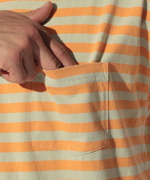 BAYFLOW(ベイフロー)の「WEB限定 ボーダーTEE S/S(Tシャツ/カットソー・メンズ・ベージュ/マルーン/ダークオレンジ/ライトブルー・LARGE/MEDIUM)」の6枚目の写真