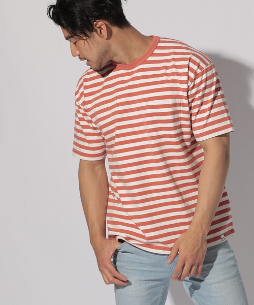 BAYFLOW(ベイフロー)の「WEB限定 ボーダーTEE S/S(Tシャツ/カットソー・メンズ・ベージュ/マルーン/ダークオレンジ/ライトブルー・LARGE/MEDIUM)」の5枚目の写真