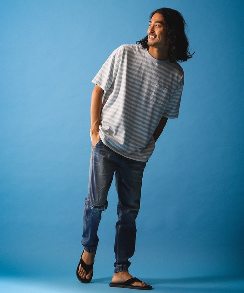 BAYFLOW(ベイフロー)の「WEB限定 ボーダーTEE S/S(Tシャツ/カットソー・メンズ・ベージュ/マルーン/ダークオレンジ/ライトブルー・LARGE/MEDIUM)」の22枚目の写真