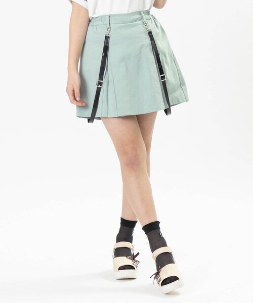 algy（アルジー）の「合皮サス付きスカパン（スカート・キッズ・ミント/アイボリー/チェック・X-SMALL/XX-SMALL/SMALL/MEDIUM）」の2枚目の写真