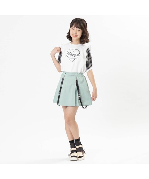 algy（アルジー）の「合皮サス付きスカパン（スカート・キッズ・ミント/アイボリー/チェック・X-SMALL/XX-SMALL/SMALL/MEDIUM）」の5枚目の写真