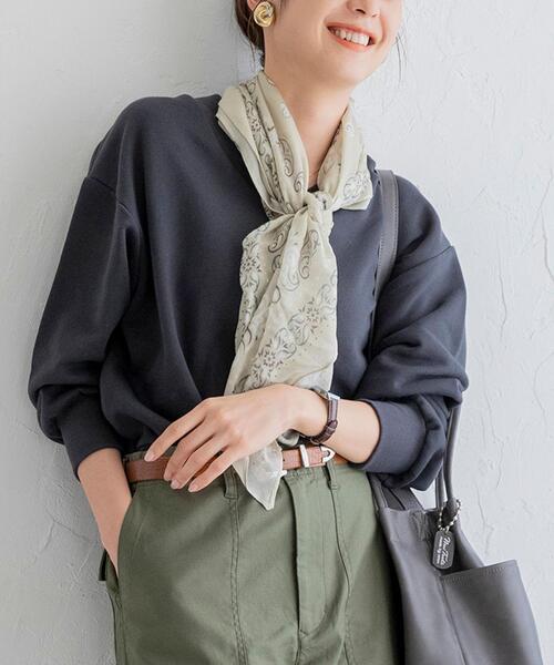 coen（コーエン）の「マルチWAYビッグバンダナストール（ストール/ショール・レディース・ライトグレー/ネイビー/クリーム/ライトピンク・FREE）」の9枚目の写真