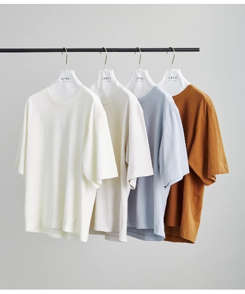 SIPULI（シプリ）の「American Sea Island Cotton 吊り編みTシャツ（Tシャツ/カットソー・レディース・ホワイト/サックスブルー/ライトグレー・2）」の4枚目の写真