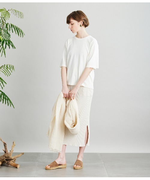 SIPULI（シプリ）の「American Sea Island Cotton 吊り編みTシャツ（Tシャツ/カットソー・レディース・ホワイト/サックスブルー/ライトグレー・2）」の19枚目の写真