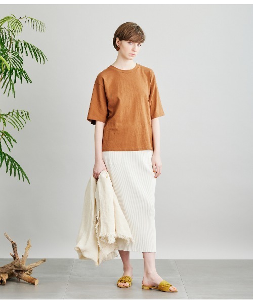 SIPULI（シプリ）の「American Sea Island Cotton 吊り編みTシャツ（Tシャツ/カットソー・レディース・ホワイト/サックスブルー/ライトグレー・2）」の8枚目の写真