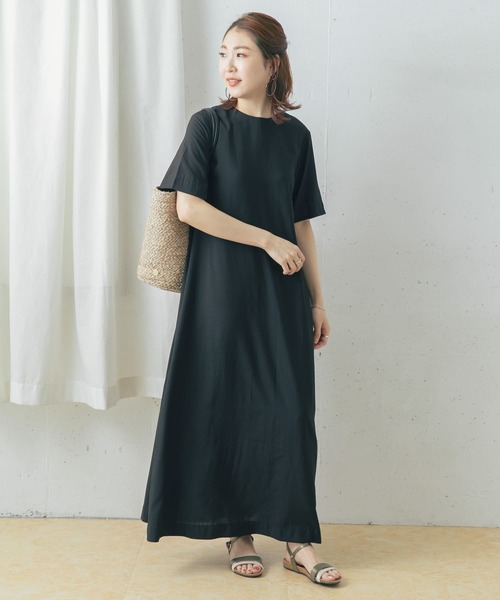 KMKM THE RERACS後ろタックAライン ワンピース 黒 マキシ丈 KMKM様専用 THE RERACS後ろタックAライン ワンピース 黒 マキシ