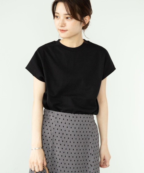 Green Parks(グリーンパークス)の「ヘビー天竺フレンチスリーブプルオーバー*(Tシャツ/カットソー・レディース・ホワイト/ブラック/オレンジ/グリーン・FREE)」の2枚目の写真