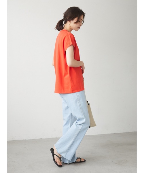 Green Parks(グリーンパークス)の「ヘビー天竺フレンチスリーブプルオーバー*(Tシャツ/カットソー・レディース・ホワイト/ブラック/オレンジ/グリーン・FREE)」の15枚目の写真