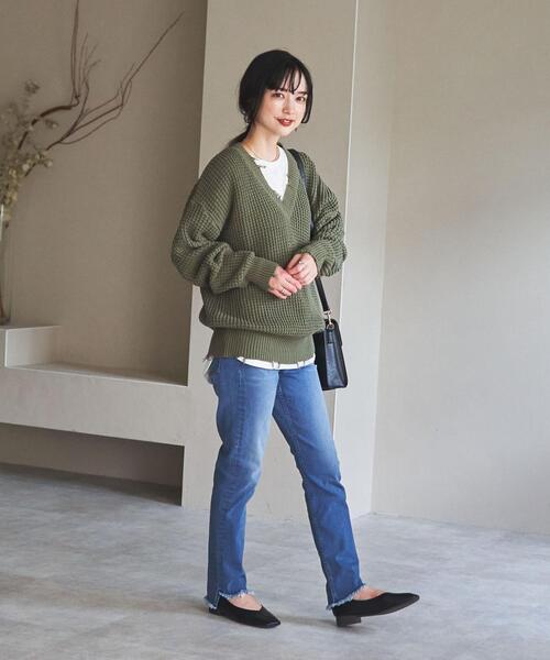 coen(コーエン)の「■プレミアムデニムコレクション■アシンメトリーカットオフデニムスキニー(WEB限定サイズ)(デニムパンツ・レディース・ライトブルー/ブラック・SMALL/MEDIUM/LARGE/X-LARGE)」の8枚目の写真