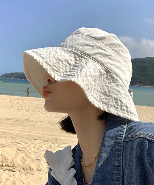 HALEY PESCA（ヘーリーペスカ）の「HALEY PESCA/コットンカラーバケットハット（ハット・レディース・ホワイト/ブラック/ベージュ/ピンク/イエロー/ブルー・FREE）」の2枚目の写真