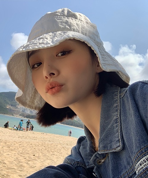 HALEY PESCA（ヘーリーペスカ）の「HALEY PESCA/コットンカラーバケットハット（ハット・レディース・ホワイト/ブラック/ベージュ/ピンク/イエロー/ブルー・FREE）」の21枚目の写真