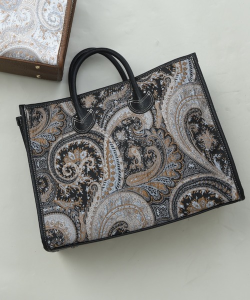 INTERPLANET(インタープラネット)の「ペイズリーBAG②(トートバッグ・レディース・ブラック/グレー・フリー)」の2枚目の写真