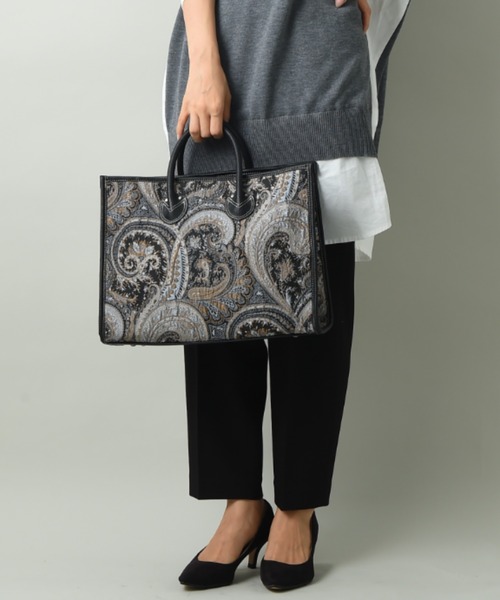 INTERPLANET(インタープラネット)の「ペイズリーBAG②(トートバッグ・レディース・ブラック/グレー・フリー)」の7枚目の写真